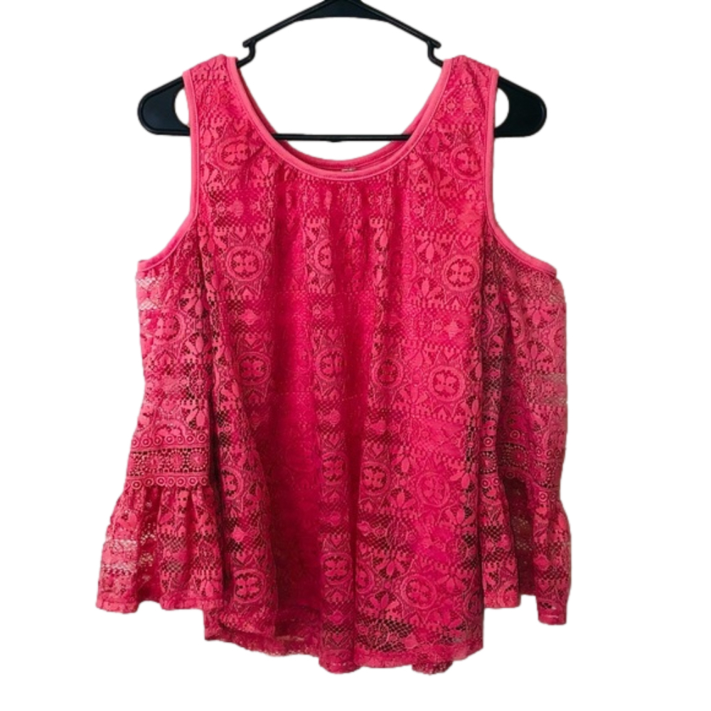 KNITWORKS Pink Floral Lace Cold Shoulder Long Sleeve Blouse